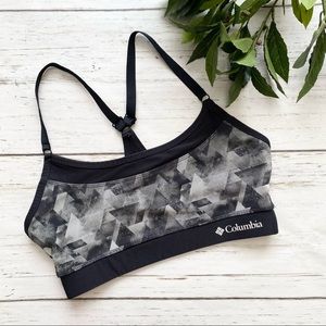 🌟 Columbia Black Gray Geometric Pattern Racerback Sports Bra